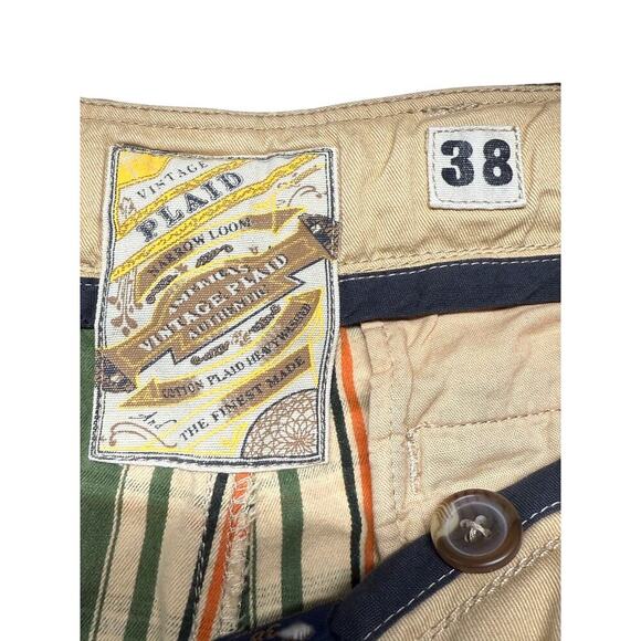 Men's Nobu No Boundaries Green Tan Plaid Drawstring Bermuda‎ Shorts Size 38 - Picture 9 of 10